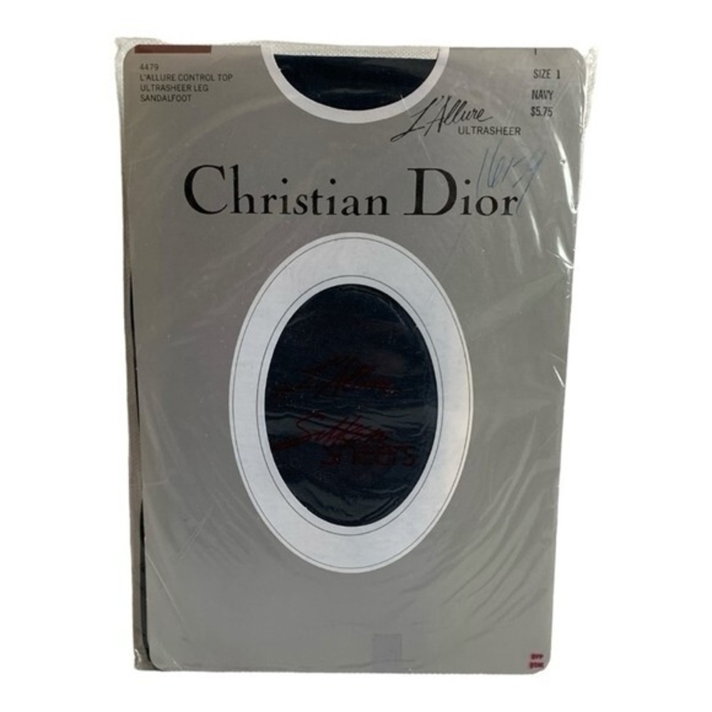 Christian Dior L’Allure Ultra Sheer Control Top Pantyhose Navy Size 1 Tights NIB - Picture 2 of 3